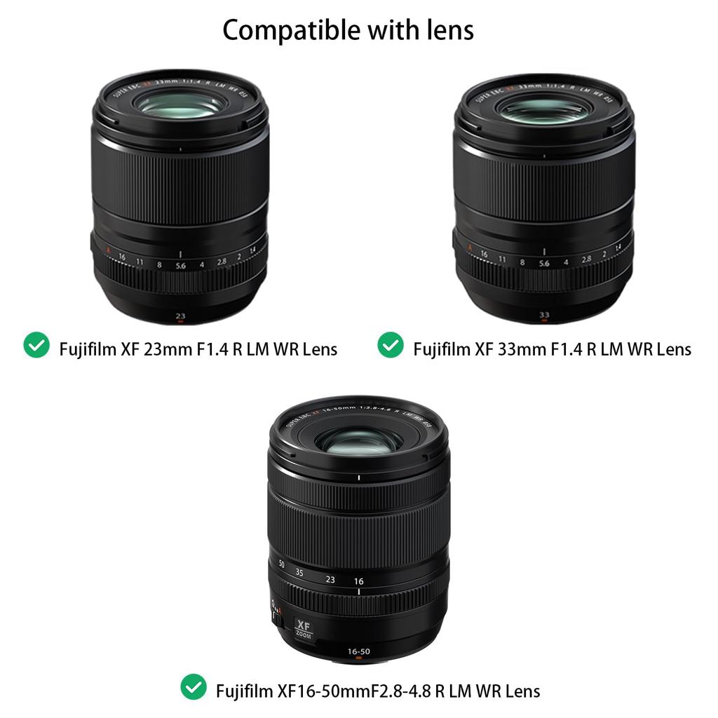 Haoge Silver Metal Square Lens Hood for Fujifilm XF33mm R WR Fujinon XF Fuji XF 23mm R LM WR Lens Hood Shade Bayonet Mount F1.4 Lens, 16-50mm, F/1.4