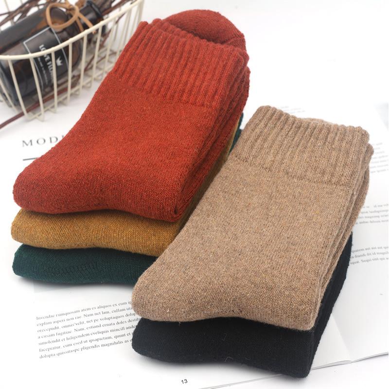5 Pairs Winter Men's Socks Thicken Sheep's Wool Socks Warm Women Retro Style Colorful Fashion Man Socks for Snow Boots