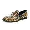 Leopard Print Men Casual Shoes Fashion Mens Slip On Flats Handmade Leather Mens Loafers Stylish Moccasins Male Driving Footwear