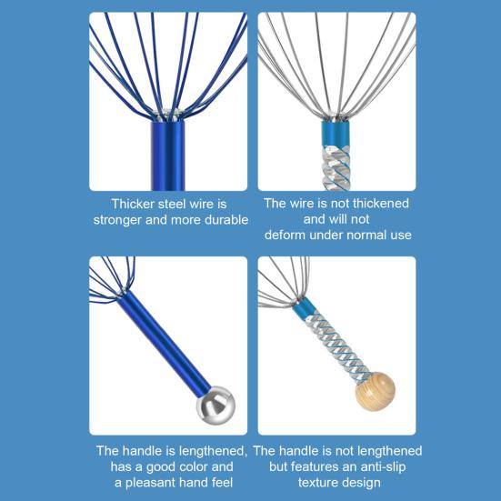 Массажер для головы Осьминог из нержавеющей стали Массажный коготь для мозга Скребок для кожи головы С гравировкой Расслабитель для головы Стимулирует кровообращение Снимает мышечное напряжение