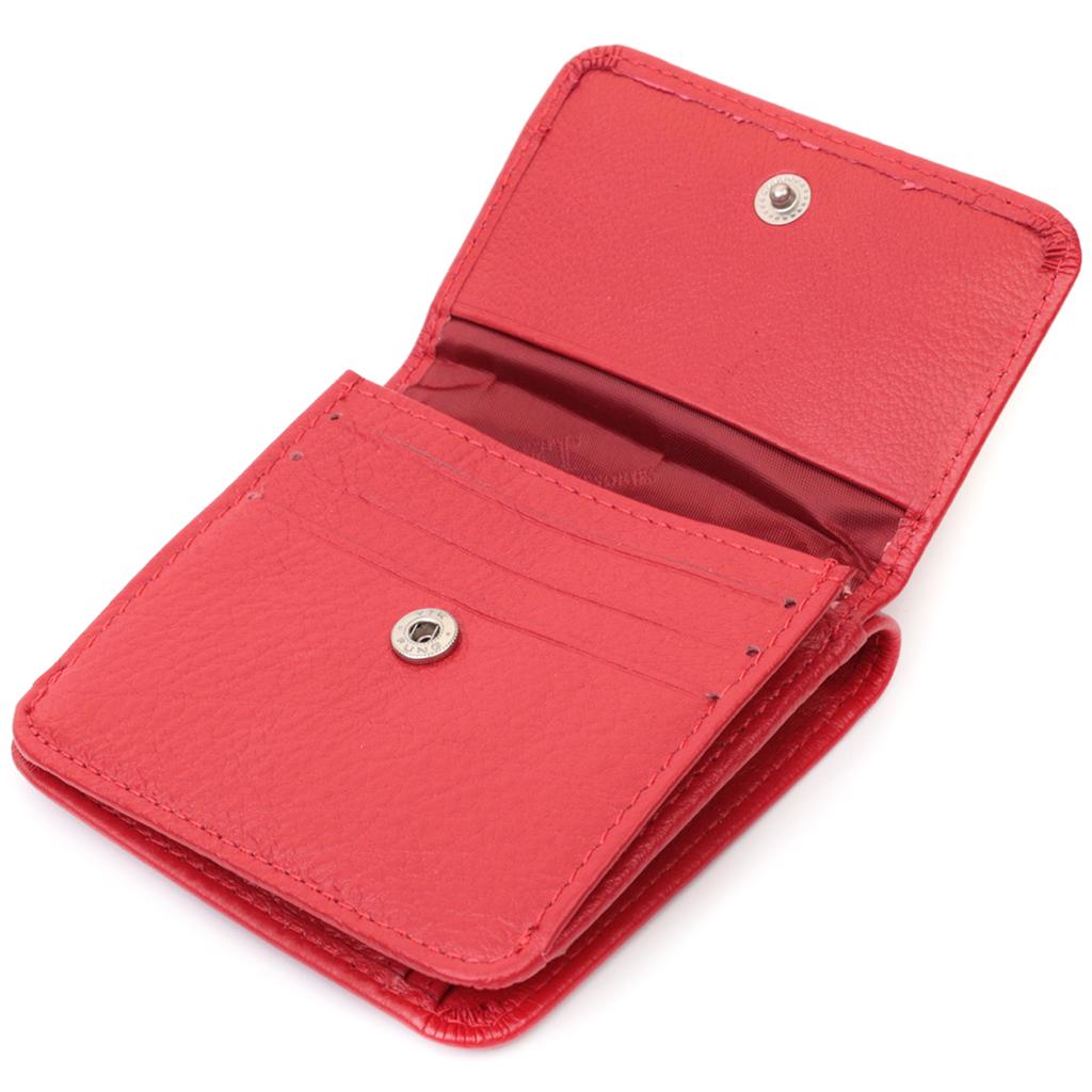 Women's Compact Wallet with Coin Pocket Made of Genuine Leather ST Leather 22689 Red