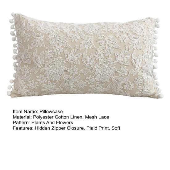 Наволочка Цветочная Вышивка Французский Стиль Скрытая Молния Квадратная Форма Декор Гостиной Спальни Автомобиля Дивана Подушка-Наволочка