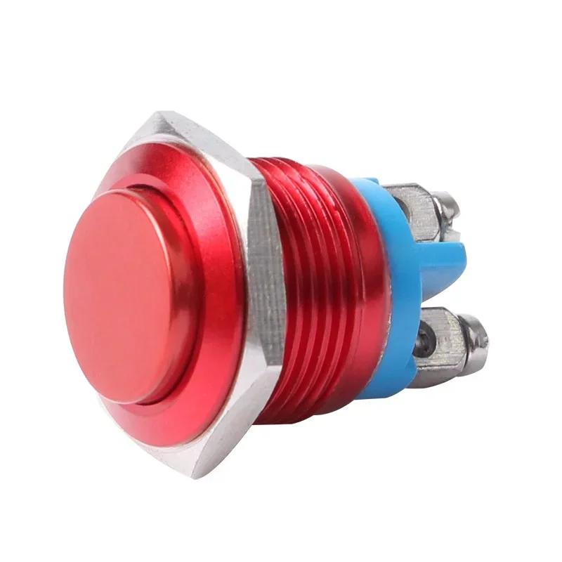 2/5/10Pcs Waterproof IP67 16mm Round Metal Switch Self-reset ON-OFF Momentary Push Button Switch