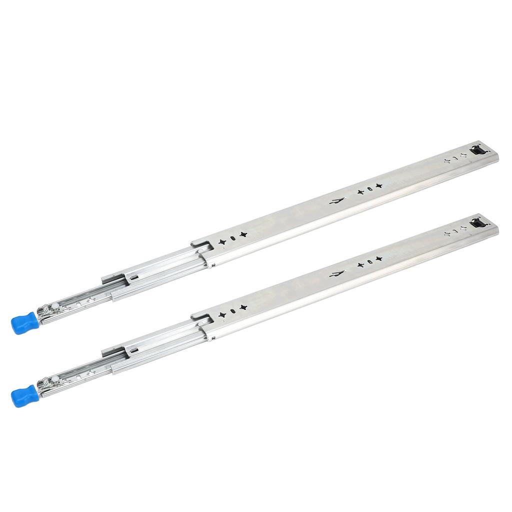 1 Pair 30in Locking Drawer Slide Cold Rolled Steel 120kg Bearing 53mm Width 3 Sections Heavy Duty Ba