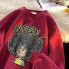Vintage Graffiti Afro Boy Hoodie Unisex Oversized Streetwear Thick Fleece Lined Sweatshirt Winter