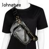 Steampunk Women Waist Bag Mobile Phone Small Shoulder Bags Fashion Rivet Moto & Biker Outdoor Messenger Bag