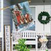 Santa Claus Sled & Reindeer Double-Sided Polyester Garden Flag , Decorative Seasonal Outdoor Flag for Yard & Lawn Without Electricity Needed, Festive