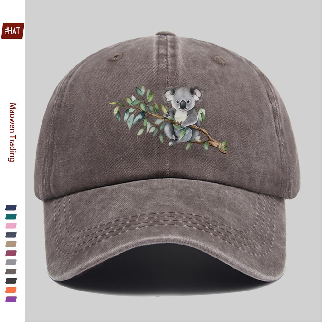 pc Elegant Koala Holding a Branch Print Pattern Baseball Cap Four Seasons Design Sun Hat Outdoor Travel Decorative Hat Comfo