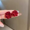 Женские серьги-лепестки в стиле «Свежий темперамент» с красными флокированными цветами, серьги-гвоздики, серьги на осень/зиму, ювелирные изделия