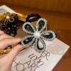 Zircon Flower Pearls Shark Clip Korean Style Shiny Hair Claw Rhinestone Shark Clip  Daily