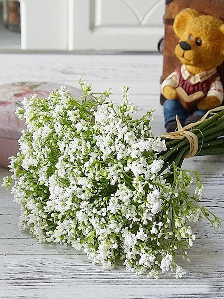 1 Bundles Artificial Baby's Breath Plastic Flower Plants Baby's Breath Artificial Flowers Gypsophila for Home Hotel Decor Wedding Bouquet