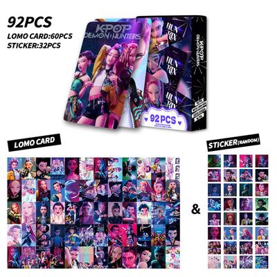 92 Двусторонние цветные фотокарточки HD с персонажами аниме, Коллекционные карточки с аниме-периферией, Наклейки и Поздравительные открытки