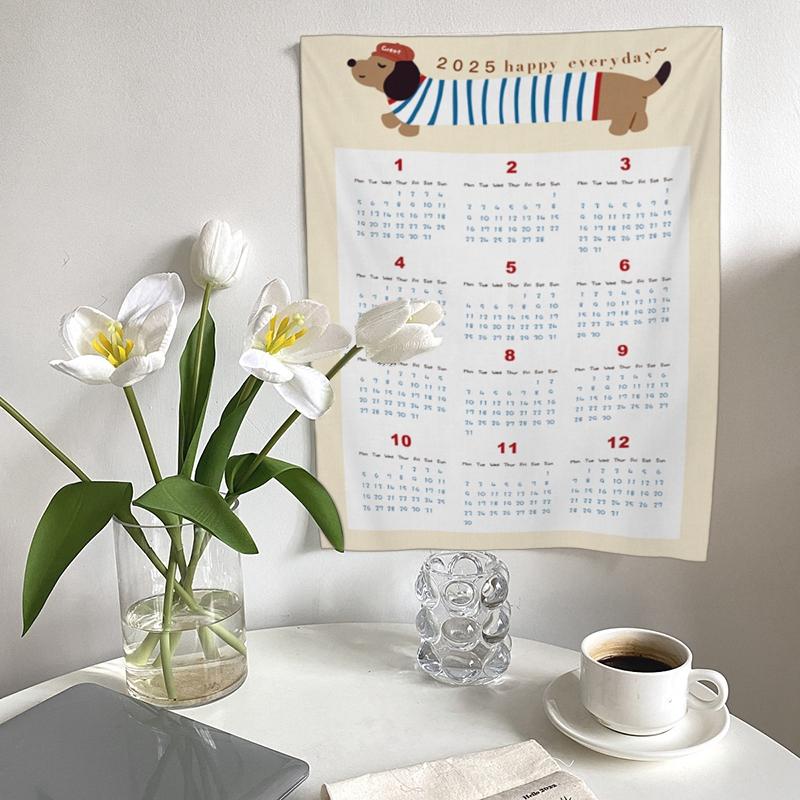 Новогодний календарь Домашняя подвесная ткань Календарь на Новый год 2025 Настенный фон Гобелен Фотоподвесная ткань Украшение для дома