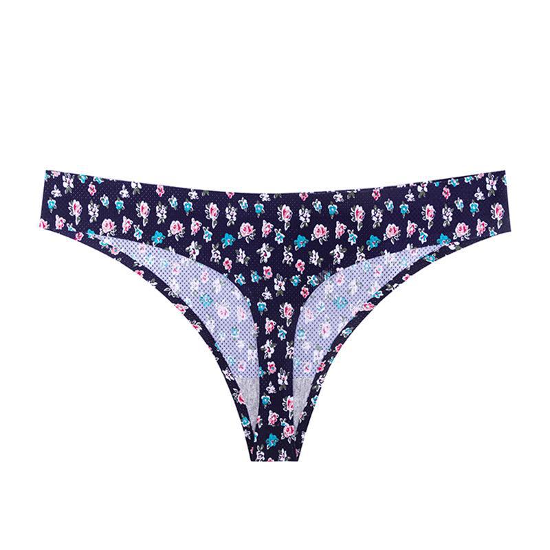 Sexy Seamless One-Piece Printed Mid-Waist Thong