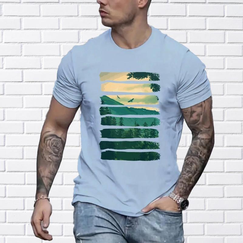 Новая летняя мужская модная футболка Scenic Mountain с принтом Мужская футболка Топ