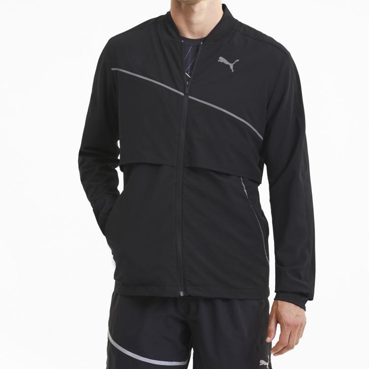 Puma Светоотражающая беговая куртка на молнии для мужчин, верхняя одежда, черная 51937001