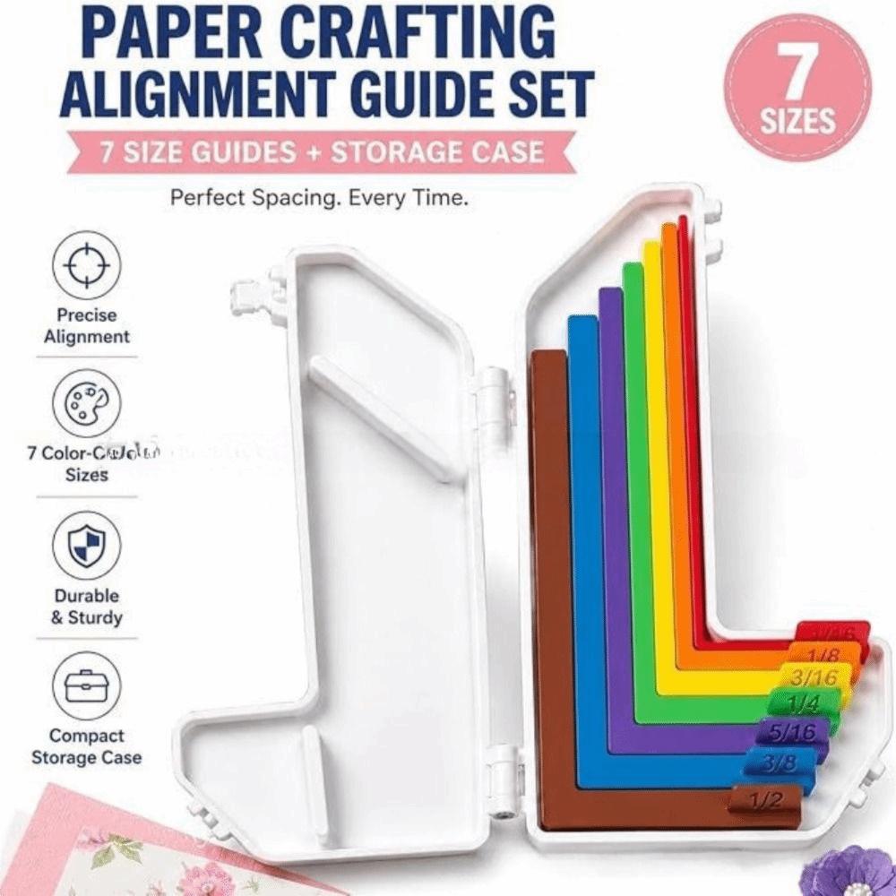 Multi-size Paper Crafting Alignment Guides Precision Layering Color-coded Paper Positioning Rulers Set Matting Spacers Size Tabs