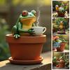 Садовая лягушка, украшение из смолы, водонепроницаемая фигурка лягушки, мультяшная лягушка, украшение для цветочного горшка, статуэтка лягушки для украшения улицы