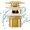 Brushed Golden Pop up Drain Basin Drain With Overflow for Basin Ceramic Pop up Drainer Bathroom Color Ceramic Drain