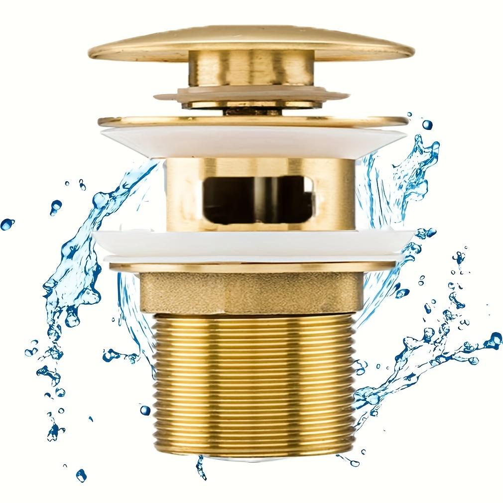 Brushed Golden Pop up Drain Basin Drain With Overflow for Basin Ceramic Pop up Drainer Bathroom Color Ceramic Drain