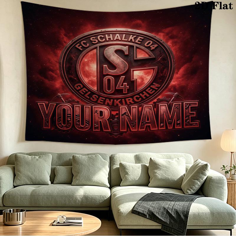 Custom Name Schalke 04 Printed Tapestry – Wall Hanging for Bedrooms, Dorms, and Home Decor