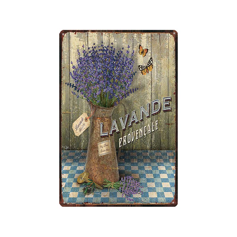 Садовая металлическая пластина лаванды с фиолетовым цветком, оловянные знаки для фермерского дома, табличка, настенное искусство, домашний сад, винтажный декор