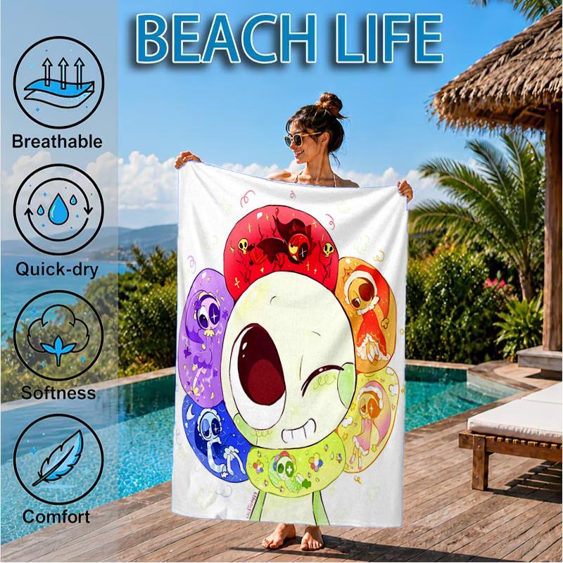 Colorful Cartoon Dandy Beach Towel, Super Soft Microfiber, Perfect Gift for Her/Him, Birthday, for Pool, Beach, Travel, Decor Beach Party
