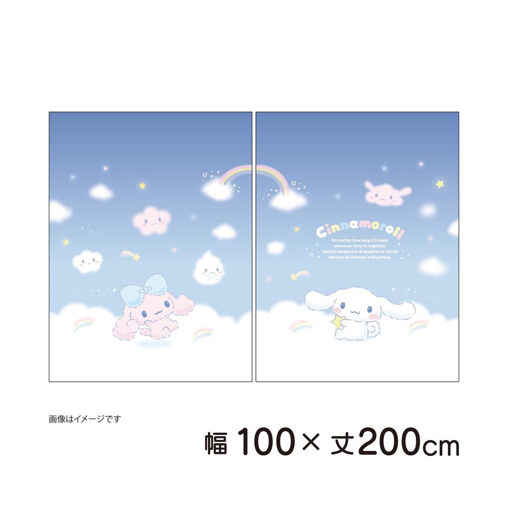 MORIPiLO Sanrio Синнаморолл Блэкаут Шторы Соединяющие Искусство Набор Милых Sanrio Корица Синий Морисита Макура (Узорные однопанельные шторы),