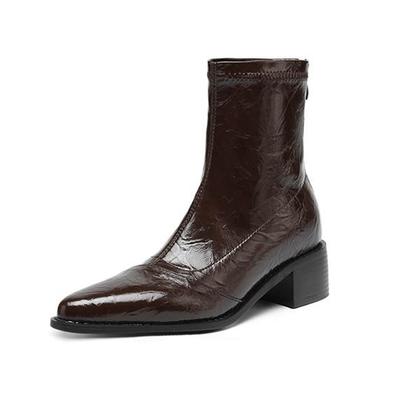 Krazing Po Микрофибра Зима Острый Носок Размер 33 Ковбойские Сапоги Размер 43 Лаконичный Стиль Красотка Средний Каблук Ботильоны