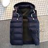 Зимний хлопковый жилет мужской жилет с капюшоном мужской свободный утолщенный жилет модный пуховый хлопковый жилет без рукавов