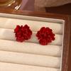 Винтажные серьги-гвоздики с красным цветком для осени и зимы, элегантные и минималистичные серьги для женщин