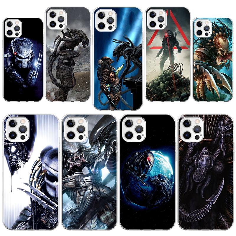 Раскрашенный чехол для телефона Alien Vs Predator для iPhone 13 12 Mini 11 Pro X XS Max XR 7 Plus 8 SE 6 6S 5 5S Мягкий силиконовый чехол Fundas