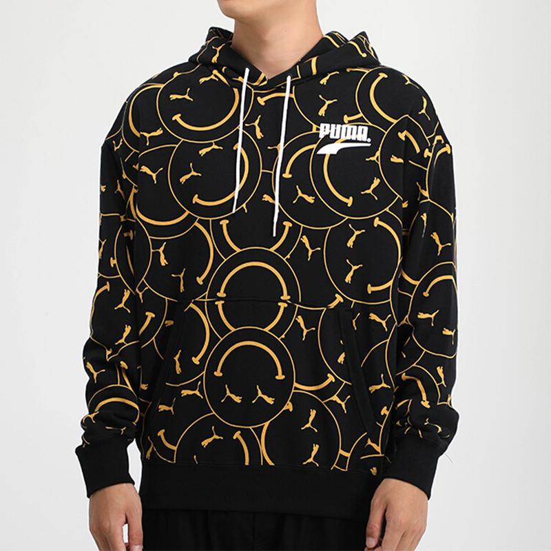 Puma Club AOP All-Over Smiley Print Hoodie Men Hoodie Black 530367-01
