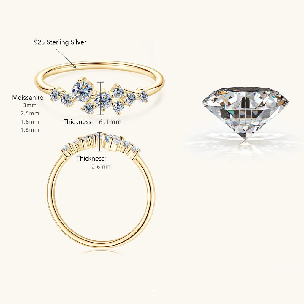 Nabest Fine Jewelry Позолоченное Медное Кольцо с Муассанитом VVS для Женщин Цветок Помолвочное Обещание Женское Кольцо с Муассанитом