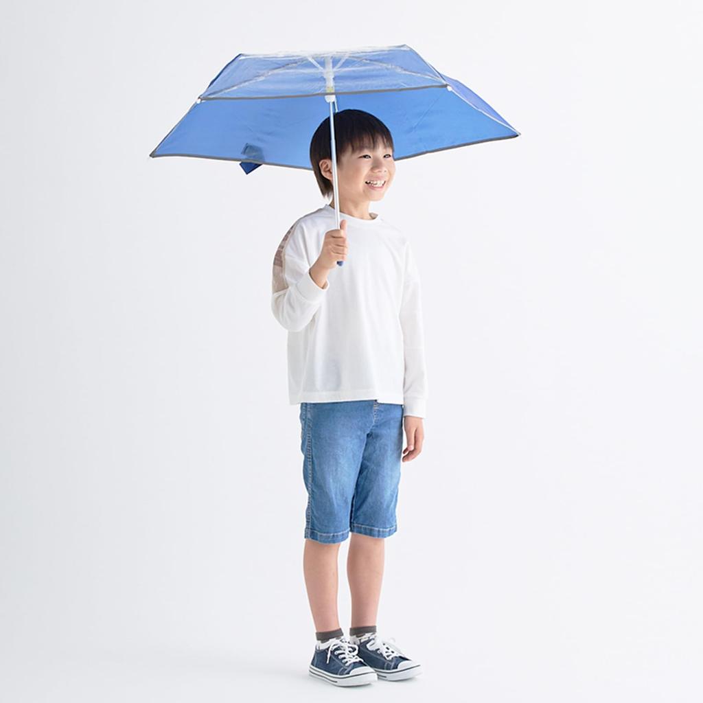 Estaa Kids Folding Umbrella with Transparent Window Windproof Plain UV 50cm 10357 Navy Blue