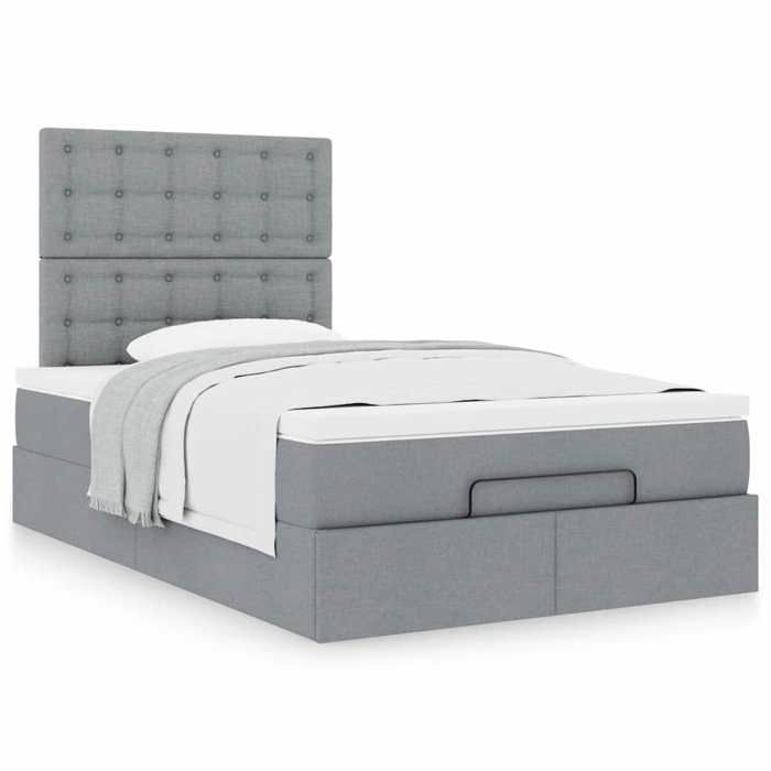 Maison Exclusive - Cadre de lit ottoman et matelas gris clair 120x200 cm tissu