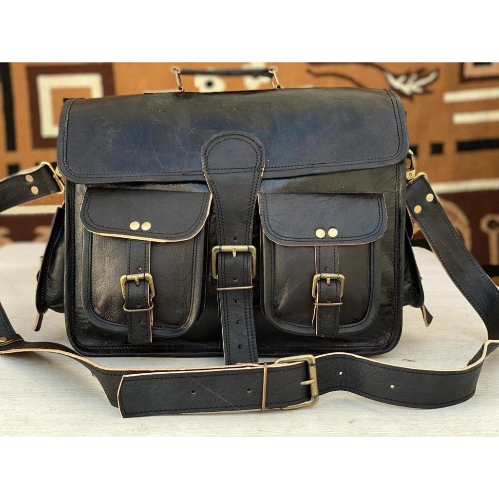 Leather Vintage Messenger Shoulder Laptop Briefcase Bag (Men and Women Bags)