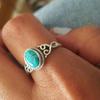 Exquisite Fashion Vintage Natural Turquoise Ring Engagement Wedding Ring Birthday Party Anniversary Gift Women's Classic Jewelry