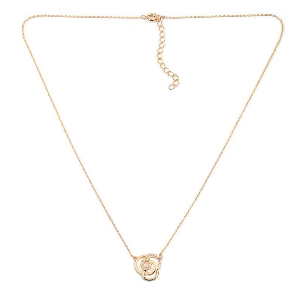 Les Trésors De Lily [M8874] - Gold Plated Necklace 'Rosa Romantica' White Gold - 14 Mm