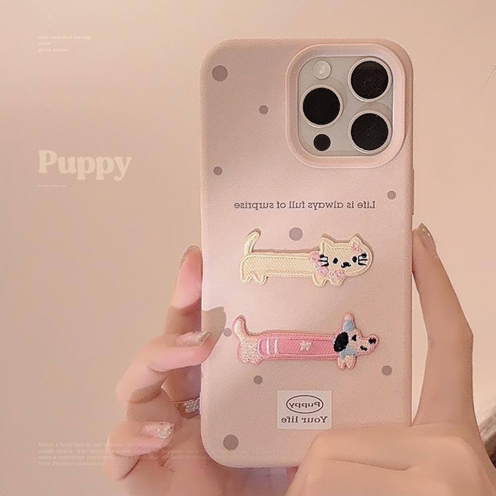 Cute Ins Three Dimensional Embroidery 15 Mobile Phone Case Apple 17 Anti Fall IPhone 14pro Max Suitable for 13 Cartoon Cat