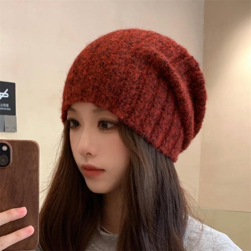 Knitted hat mountaineering women's new autumn and winter warm windproof ear protection cold hat shows a small face and increases the head circumferenc