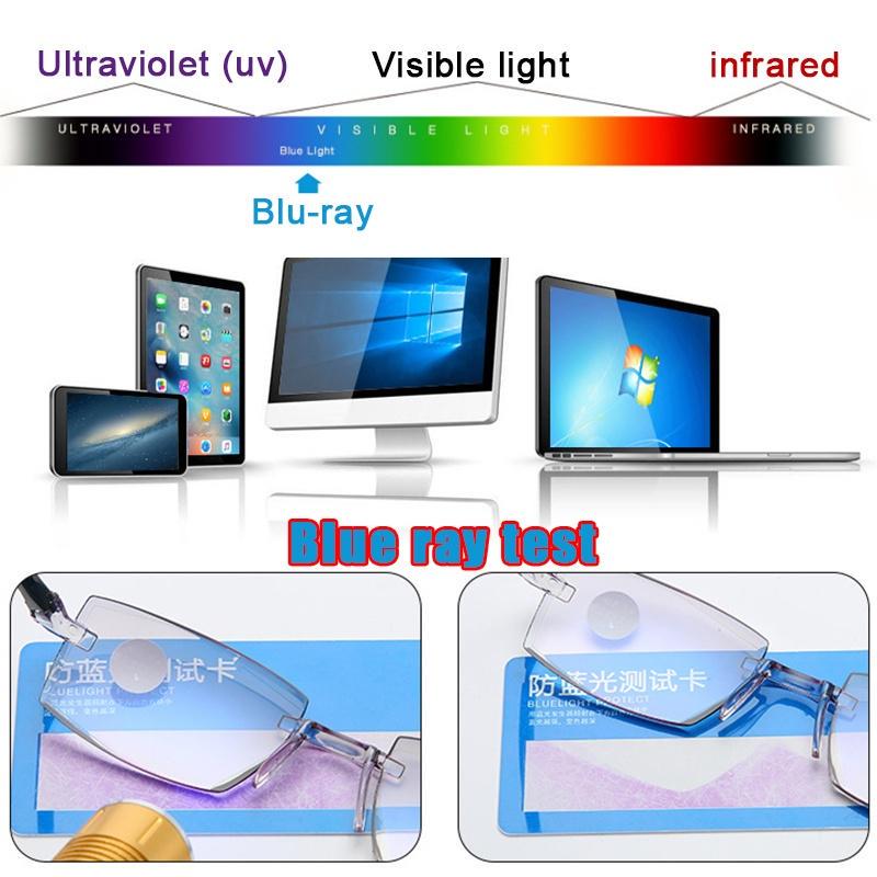 +1 +1.5 +2 +2.5 +3 +3.5 +4 Anti-blue uNISEX Rectangular Reading Glasses Rimless Glasses Fashion Vintage Men Women High Quality