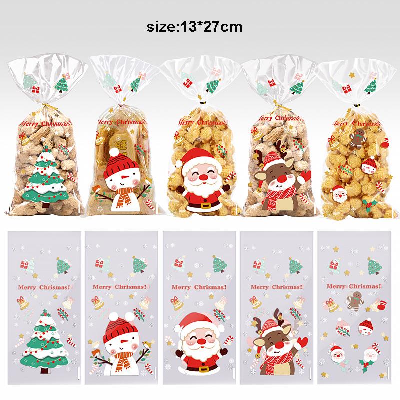 Хороший Новый год, ручная работа, 50 шт., упаковка для конфет, печенья, выпечка, Санта-Клаус, рождественские сувениры, детский целлофановый подарок на вечеринку