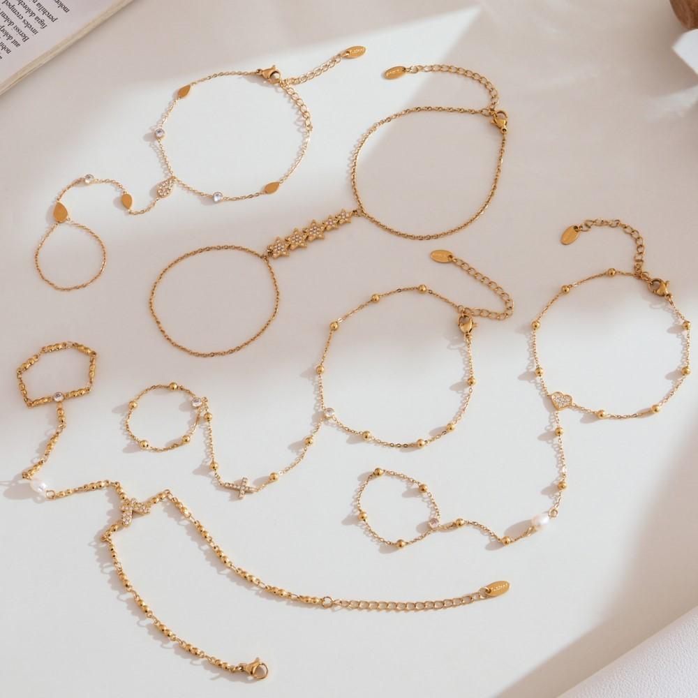 Изящный браслет-цепочка на руку из нержавеющей стали с покрытием 18 карат золотом, с кубическим цирконием, блестящие циркониевые браслеты-цепочки на руку для женщин