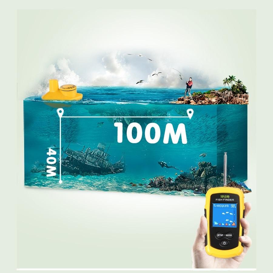 Беспроводной эхолот для рыбалки с ЖК-дисплеем, эхолот, привлекательная лампа, сонар, датчик, 40 м, вода, CWLA, беспроводной умный эхолот