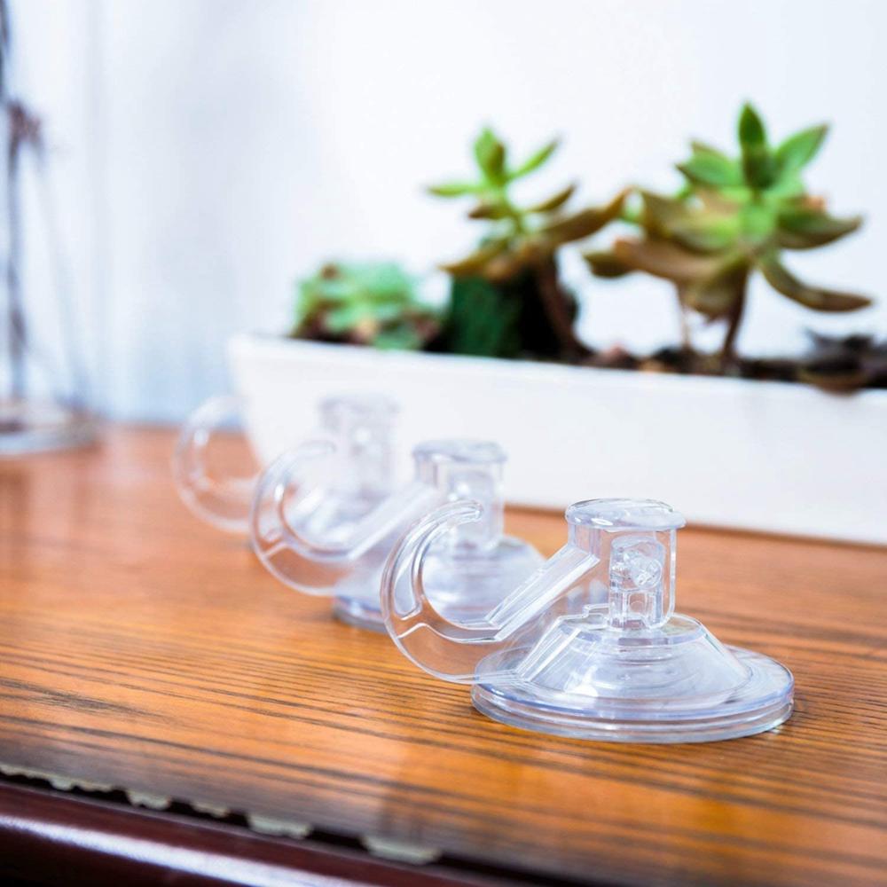 Home Kitchen Heavy Duty Seamless Clear Plastic Smooth Sucker Wall Hangers Holder Suction Hooks