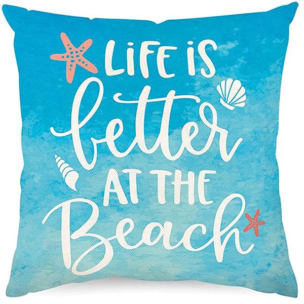 Summer Hot Style Ocean Style Pillow Beach Shell Pattern Blue Pillow Case Home Sofa Pillow Case Cushion Cover