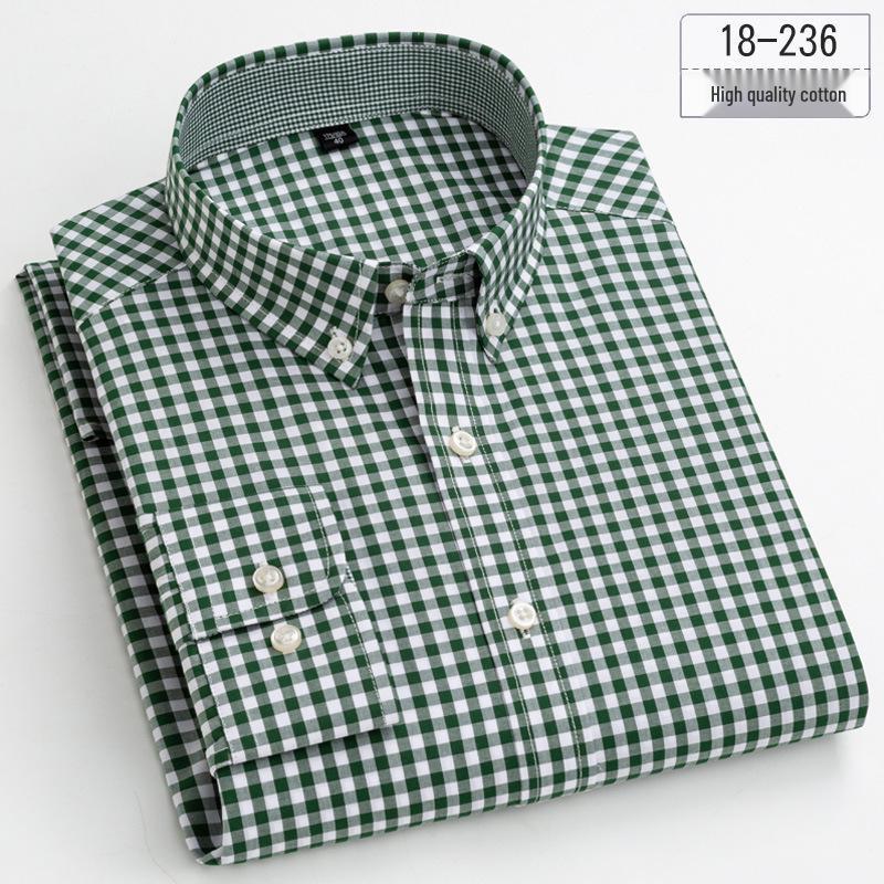 Мужская приталенная рубашка в полоску из чистого хлопка в клетку