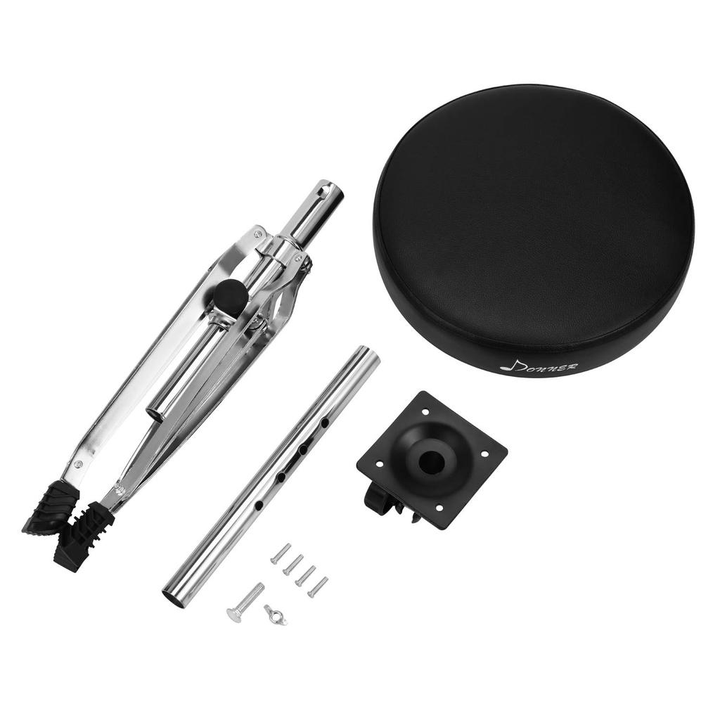 Donner Drum Throne, 48-58cm Height Adjustable, Foldable Maple Drum Stool with Drumsticks