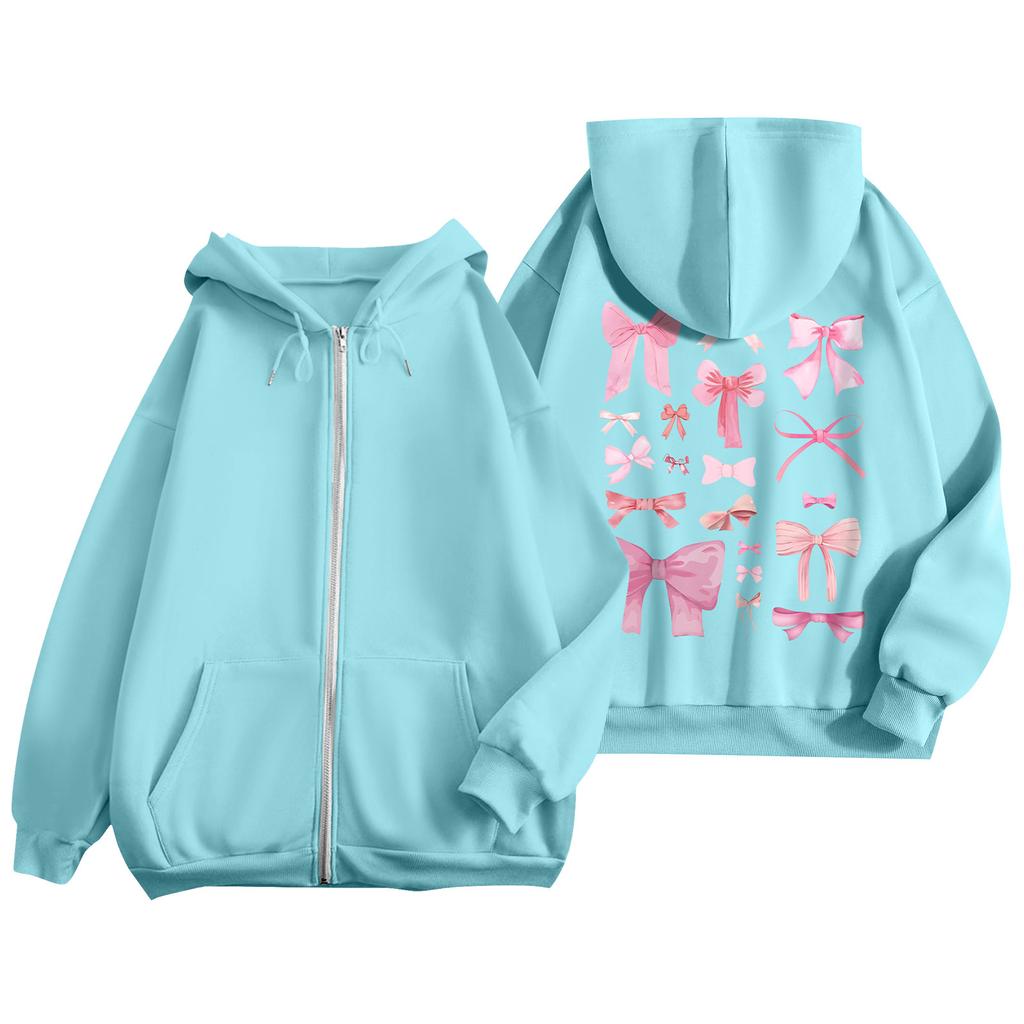Женские толстовки на молнии для девочек-подростков, свитшот с цветочным принтом, одежда, повседневная куртка на шнурке с карманами